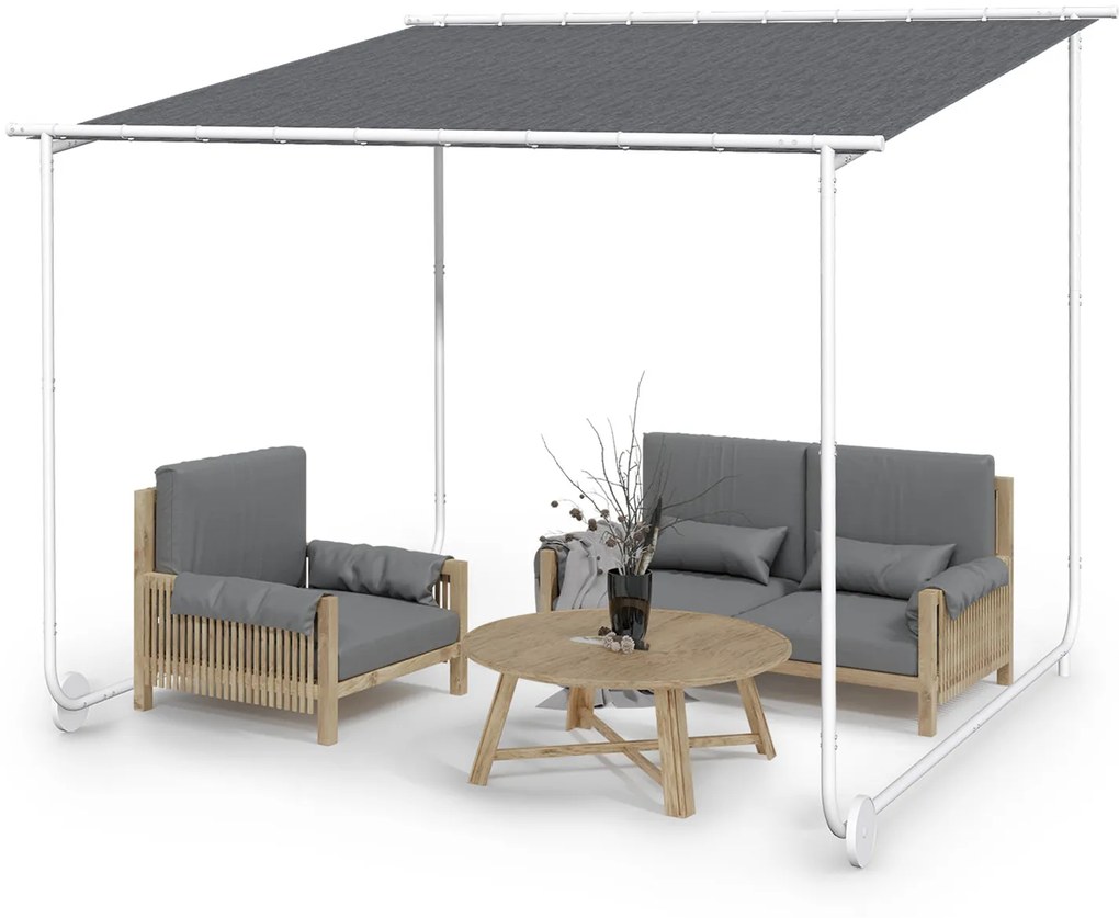 Blumfeldt Nantes, pergola, slnečná strieška, 3 x 3 m, polyester, oceľový rám, UV 50+, podlahové kolieska