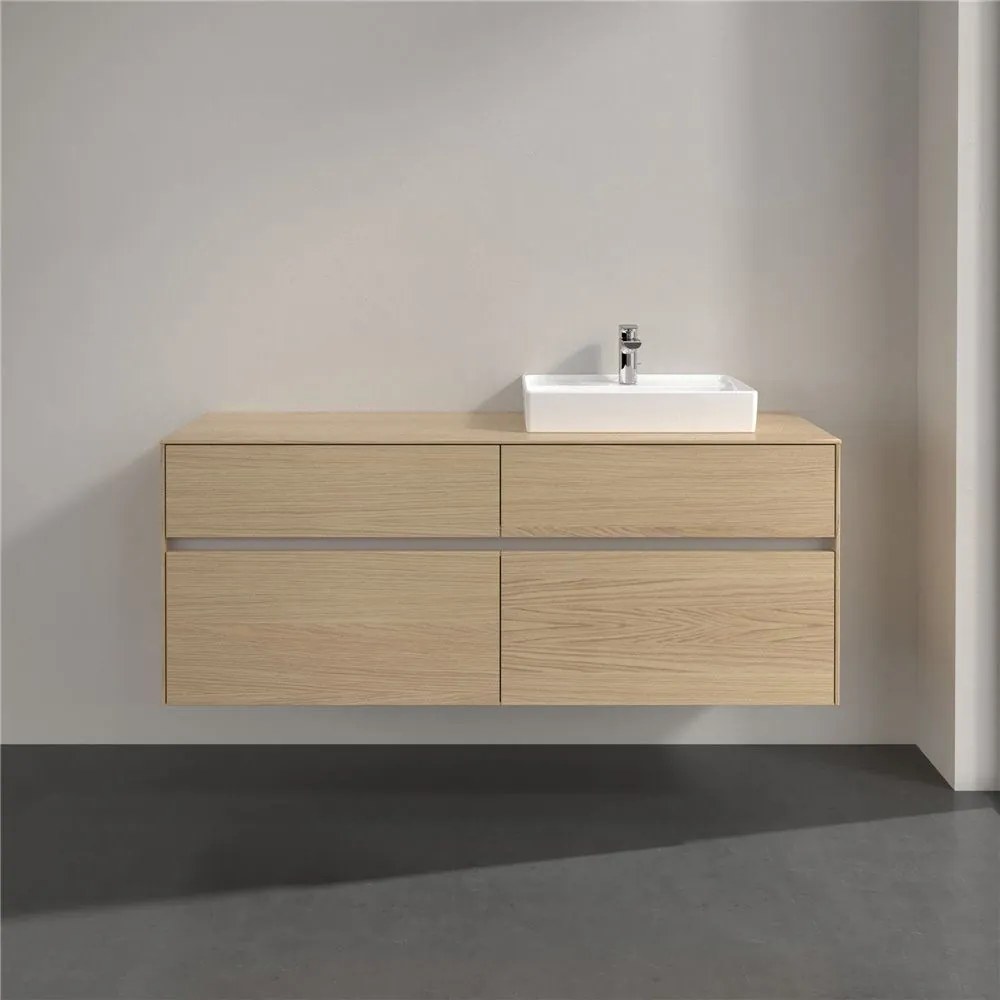 VILLEROY &amp; BOCH Collaro závesná skrinka pod umývadlo na dosku (umývadlo vpravo), 4 zásuvky, 1400 x 500 x 548 mm, Nordic Oak, C07500VJ