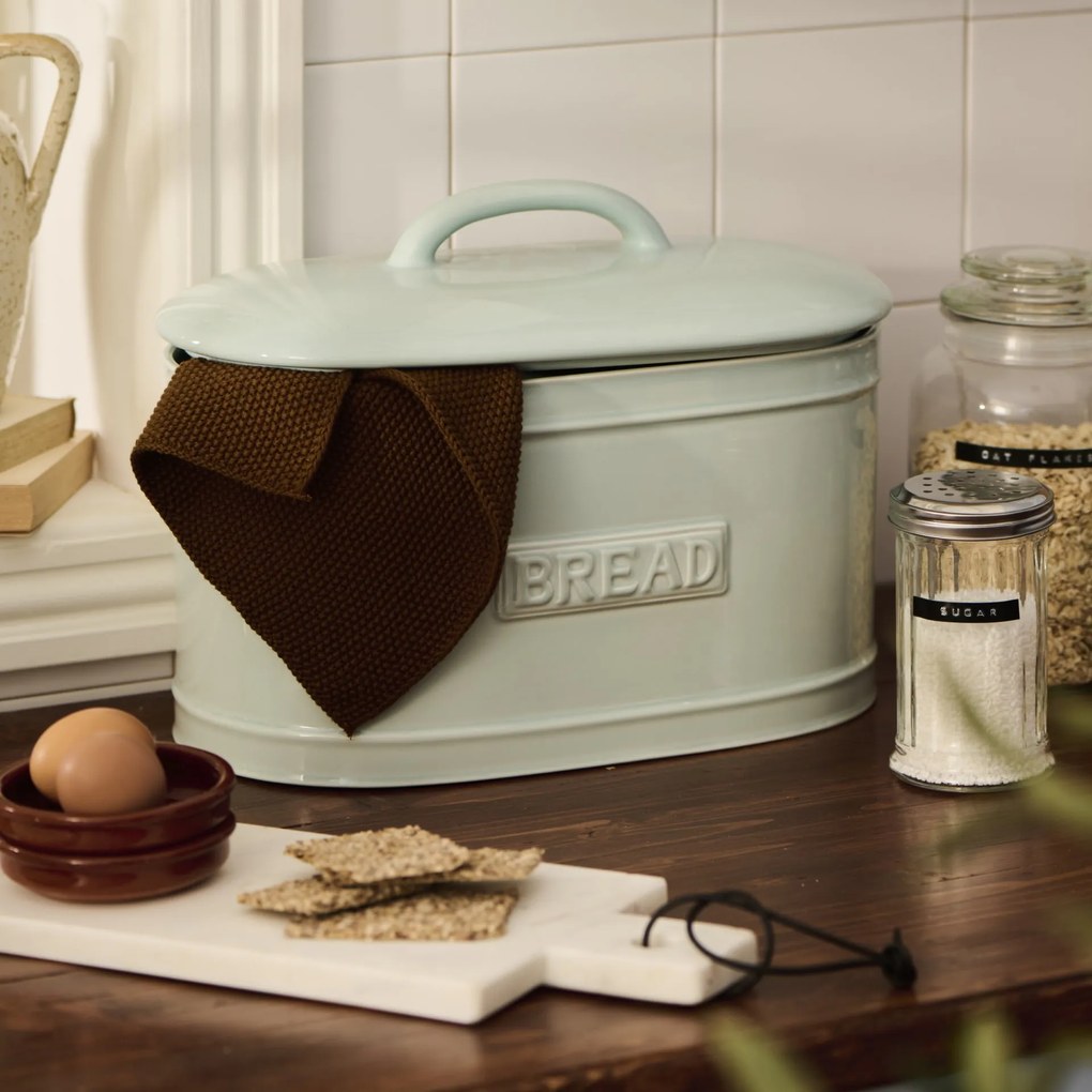 Ib Laursen Keramický chlebník Oval Light Blue