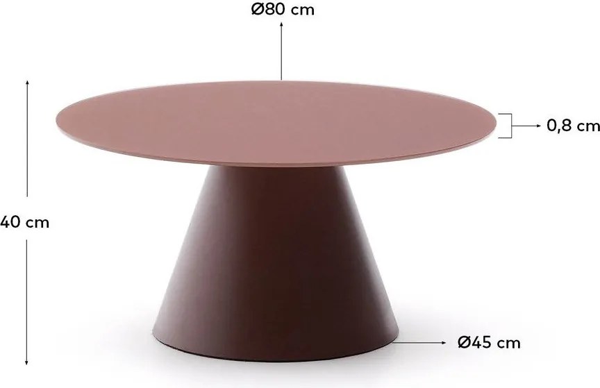Okrúhly konferenčný stolík so sklenenou doskou v terakotovej farbe ø 80 cm Wilshire – Kave Home