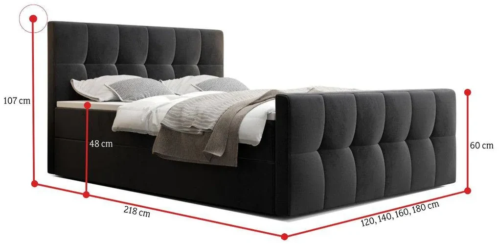 Čalúnená posteľ boxspring HATAN - monolith 37 / 160x200