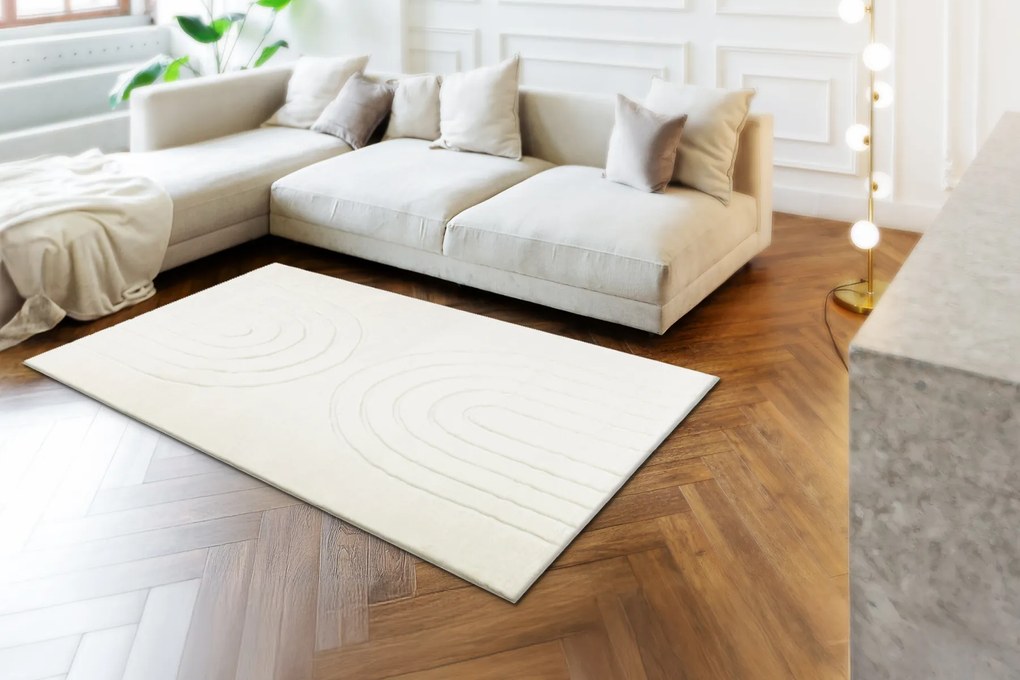 Koberec CURVY biely 11 Arches, prateľný