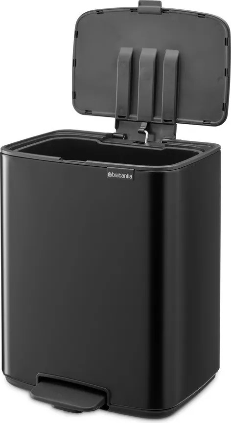 Matne čierny pedálový oceľový odpadkový kôš 12 l Bo – Brabantia