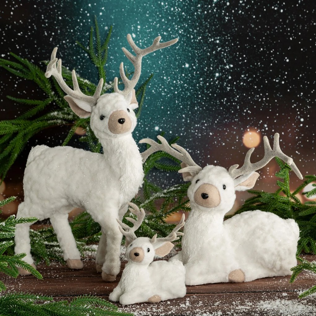 VIANOČNÁ FIGÚRKA REINDEER 27X13X48 CM BIELA