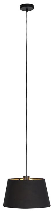 Závesné svietidlo s bavlneným tienidlom čierne a zlaté 32 cm - Combi