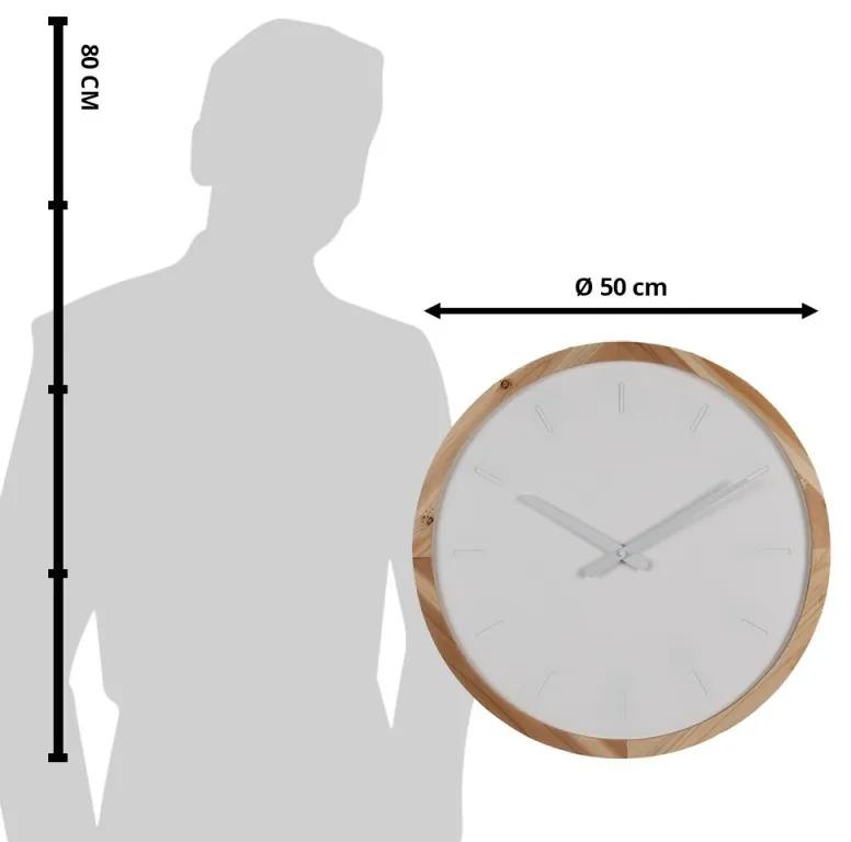 Bielo-hnedé minimalistické nástenné hodiny - Ø 50*4 cm / 1*AA