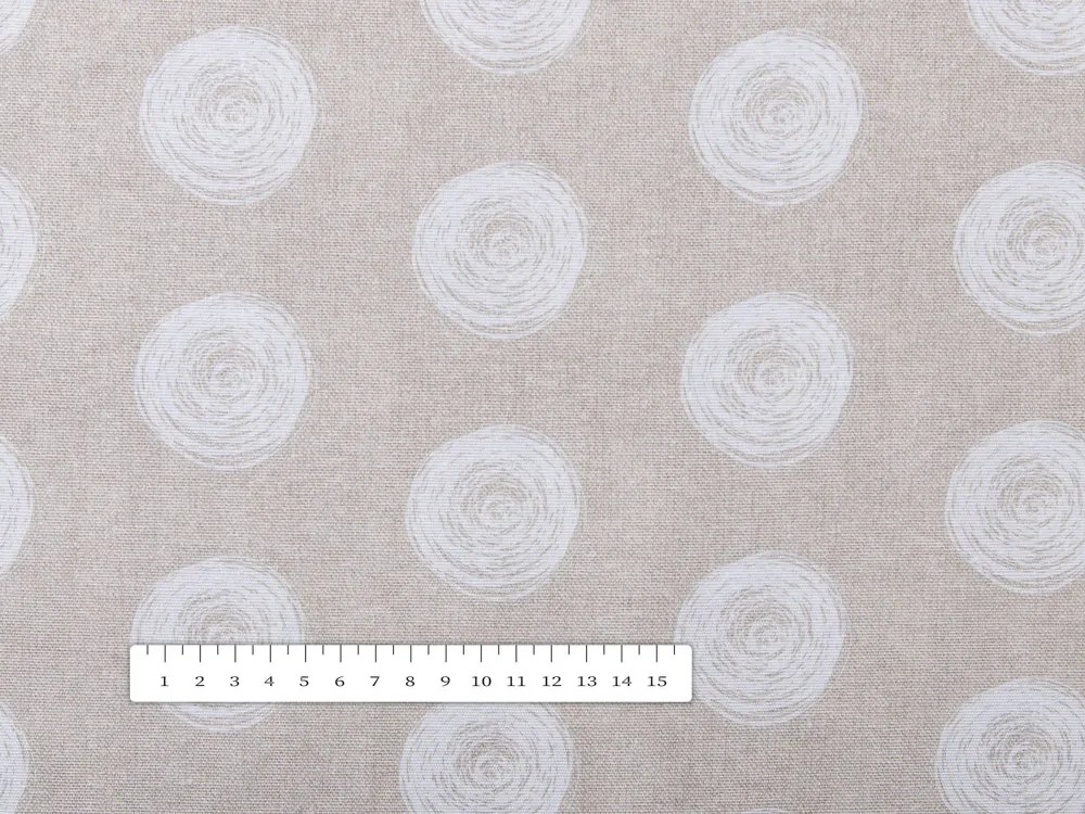 Biante Dekoračný okrúhly obrus Leona LN-133 Biele klbká na režnom Ø 110 cm