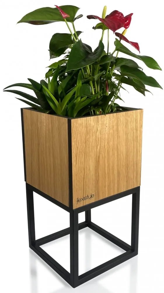 Luxusný kvetináč z prírodného dubu LOFT FIORINO 22X22X40 cm