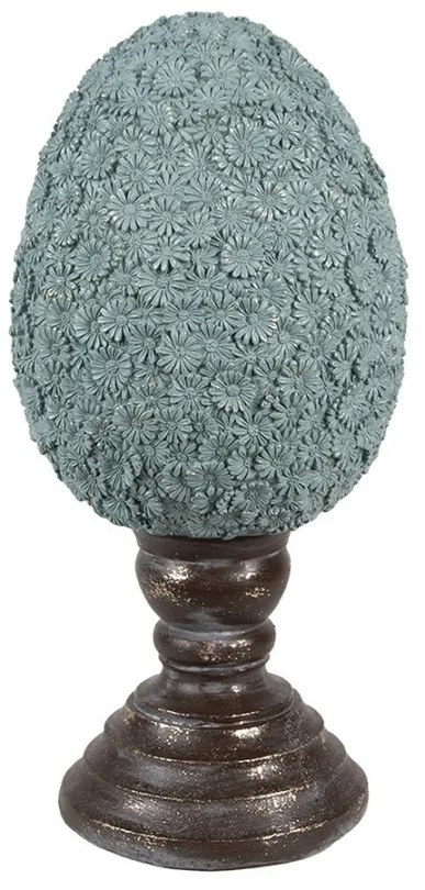 Veľkonočné dekorácie vajíčko z modrých kvetov na podstavci - Ø 16*34 cm