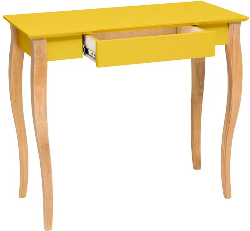 Žltý písací stôl Ragaba Lillo, dĺžka 85 cm