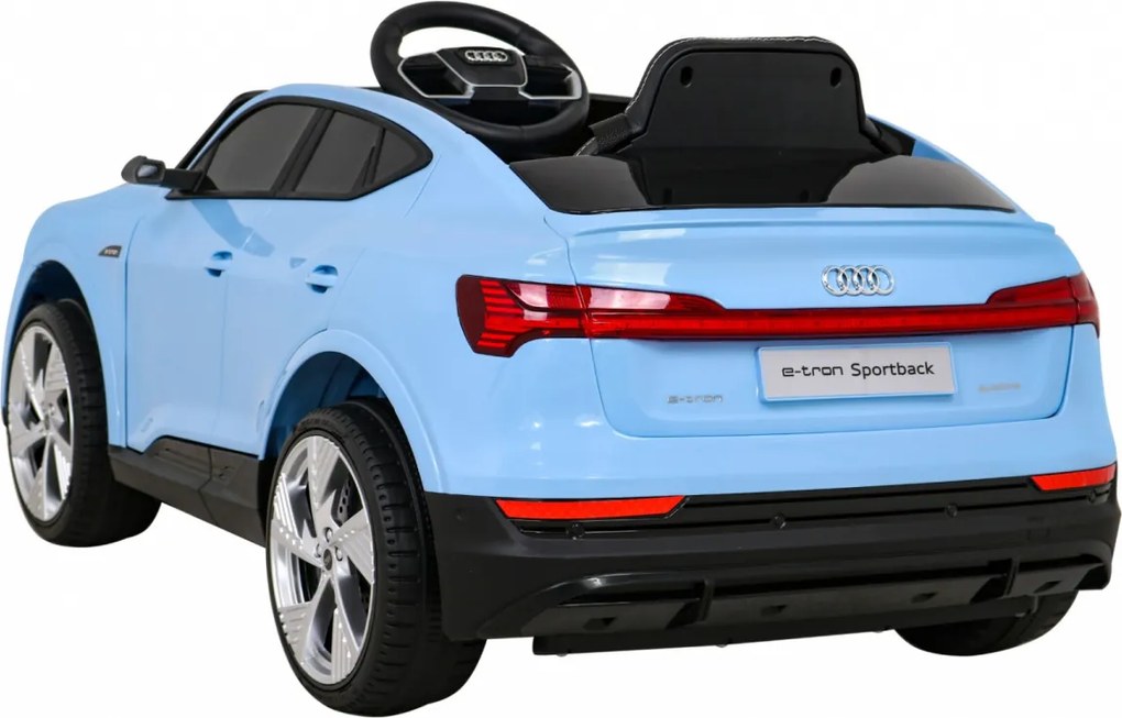 Ramiz Audi E-Tron Sportback pre deti Modrá + Pilot + pohon 4x4 + pomalý štart + rádio MP3 + LED