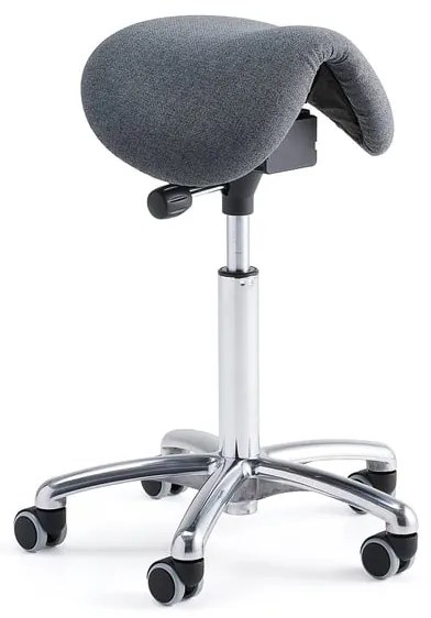 Sedlová kancelárska stolička DERBY, tmavošedá tkanina