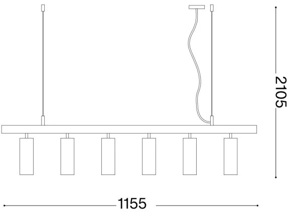 Ideal Lux - LED Luster na lanku DYNAMITE 6xGU10/7W/230V čierna