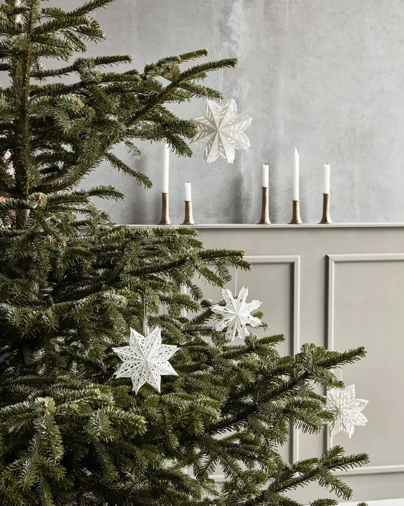 House Doctor Papierová vianočná ozdoba Snowflake White 15 cm – set 4 ks