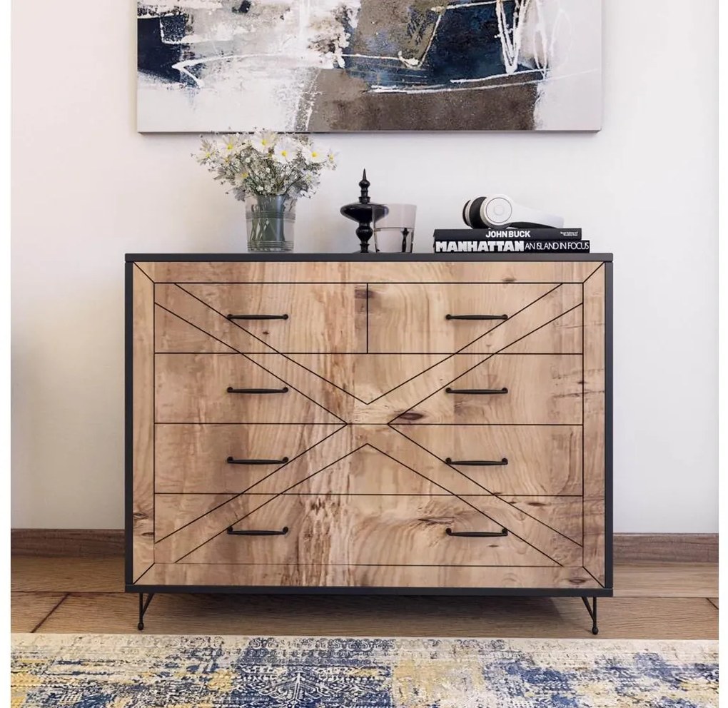 Asir Komoda COMFORT 100x80 cm hnedá/čierna 854KLN3401