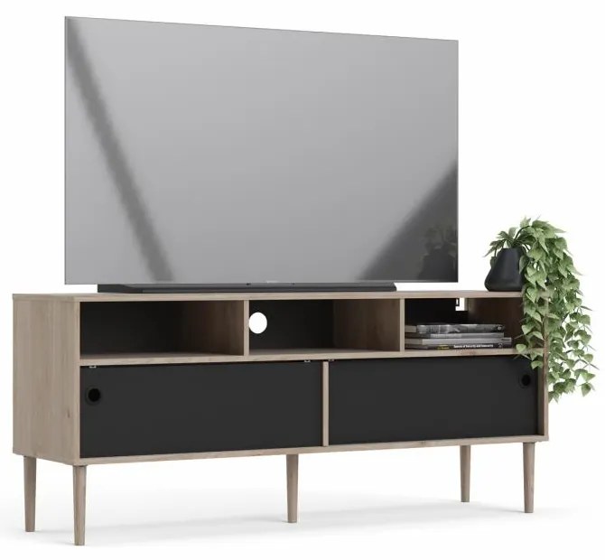 Tvilum Čierny TV stolík ELISEO v dekore dub Jackson Hickory