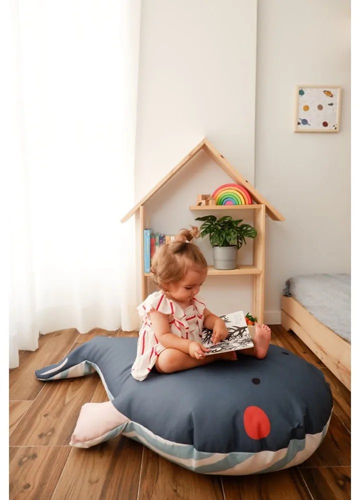 Sivý detský sedací vak Whale – The Wild Hug