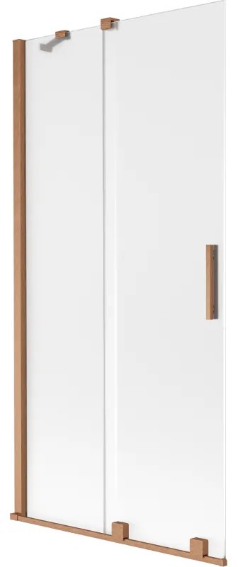 Mexen Velar, 2-krídlová posuvná vaňová zástena 95 x 150 cm, 8mm sklo námraza, medená matná, 896-095-000-31-65