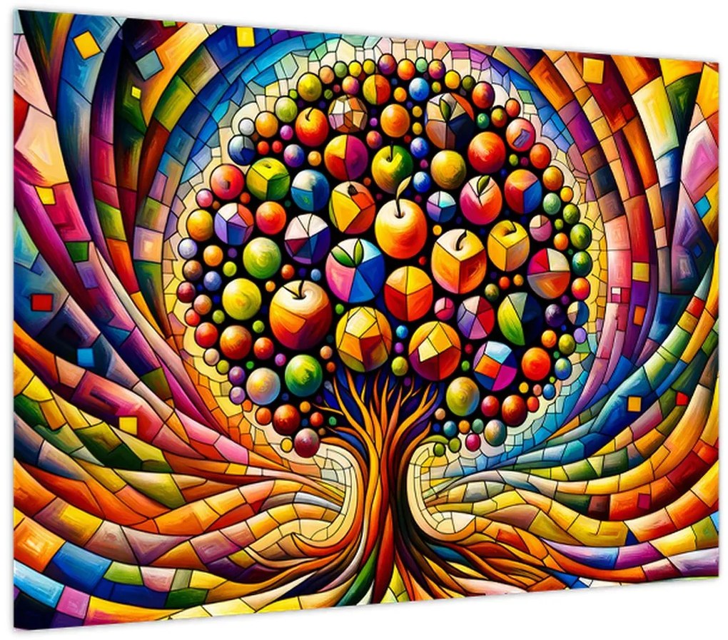 Obraz – Farebný strom s jablkami (70x50 cm)