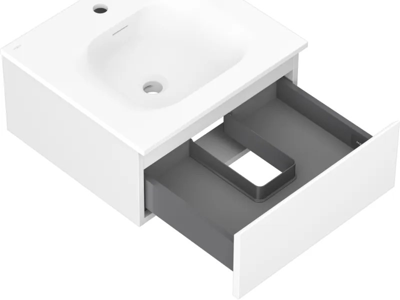 Mexen Orio, kúpeľňová skrinka 50 cm s umývadlom Vela, 1 zásuvka, biela matná, 91A10-05023-1-BF01-W23M01