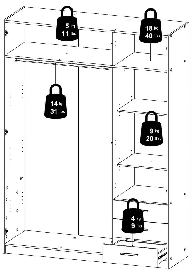 Biela šatníková skriňa 147x200 cm Sprint – Tvilum