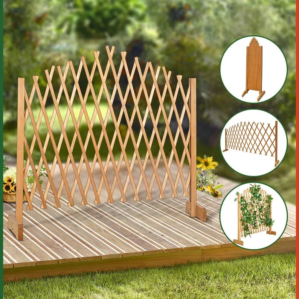 Drevená mriežka ROSEMARY na kvety, 200x107cm, prírodná hnedá Gardebruk