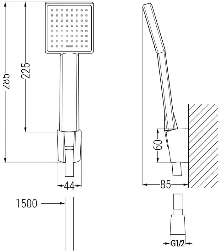 Mexen Royo vaňová batéria so sprchovým setom R45, čierna - 7223R45-70