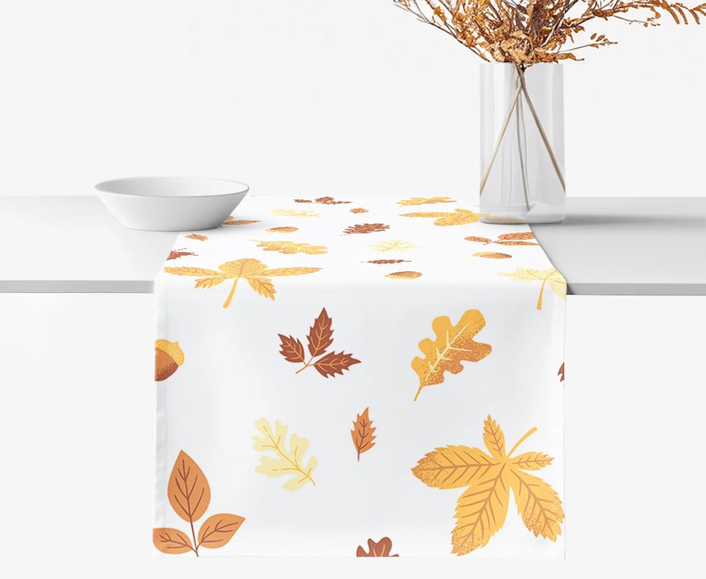 Goldea behúň na stôl 100% bavlnené plátno - jesenné listy 20x120 cm