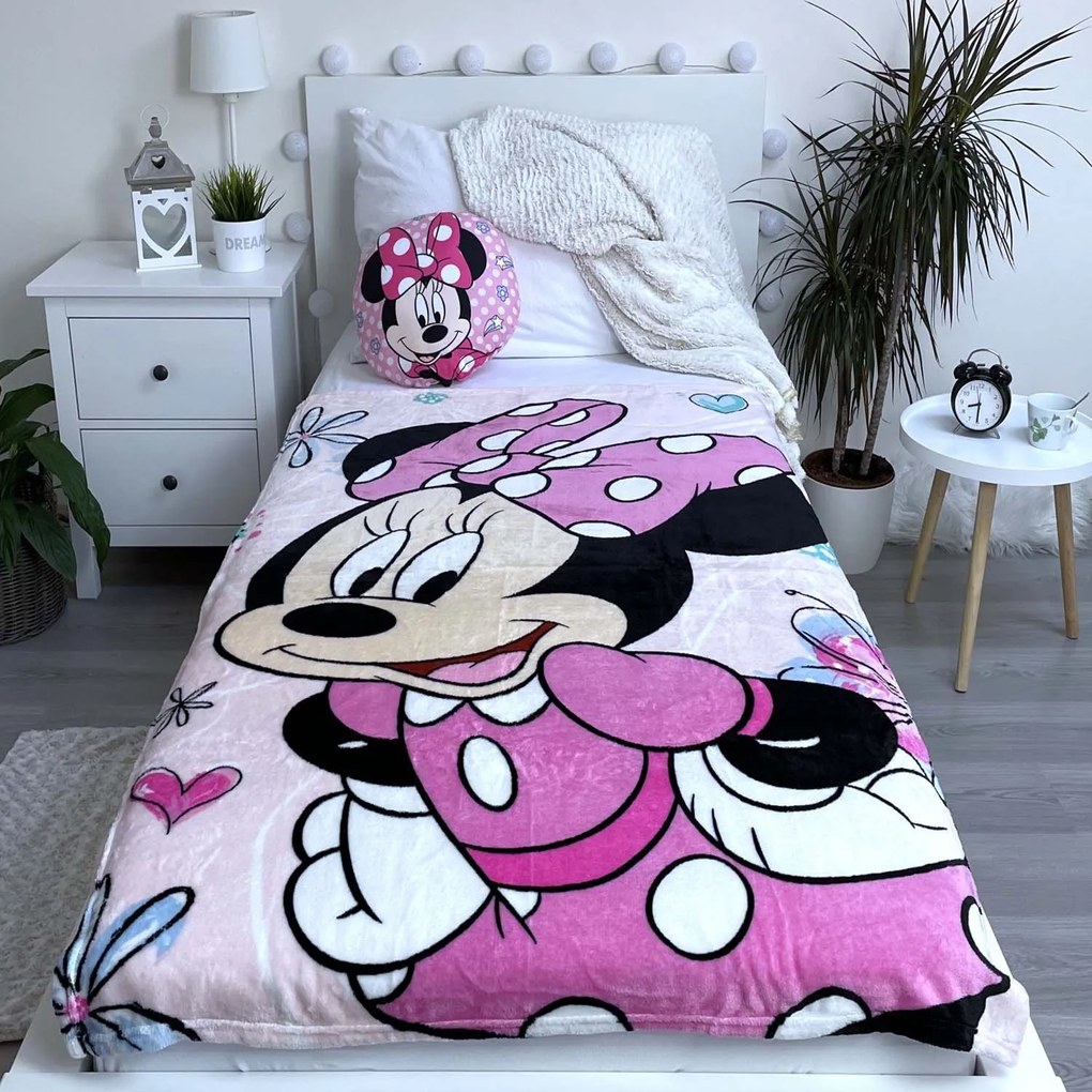 DETSKÁ FLEECOVÁ DEKA MINNIE 100X150 CM VZOROVANÁ