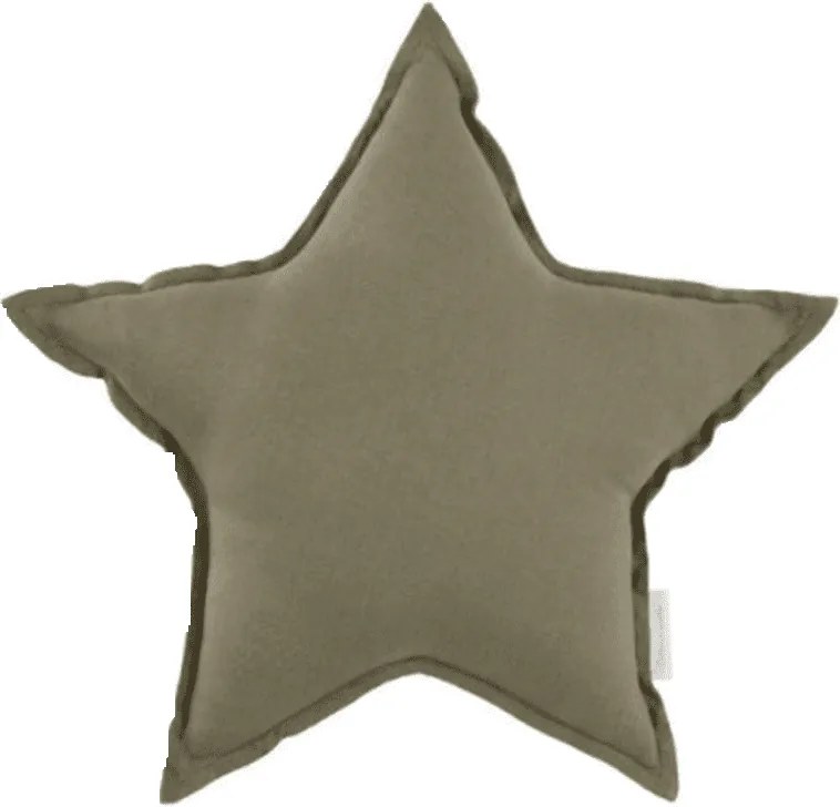 Mini ľanový vankúš hviezda olivová 36 cm