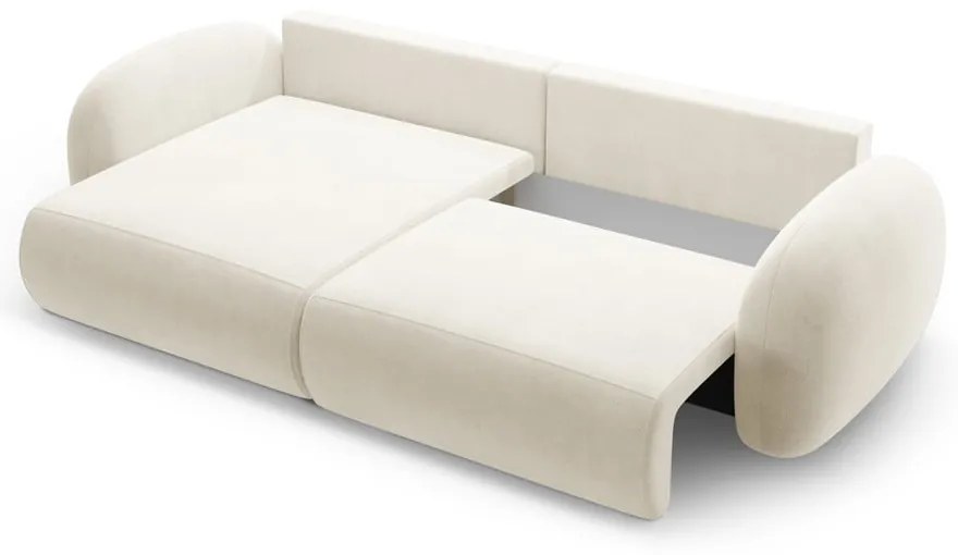 Krémovobiela zamatová rozkladacia/s úložným priestorom rohová pohovka Tonale – Cosmopolitan Design