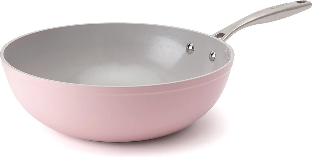 Elmich Nepriľnavá keramická panvica wok Zen Ø 28 cm – ružová