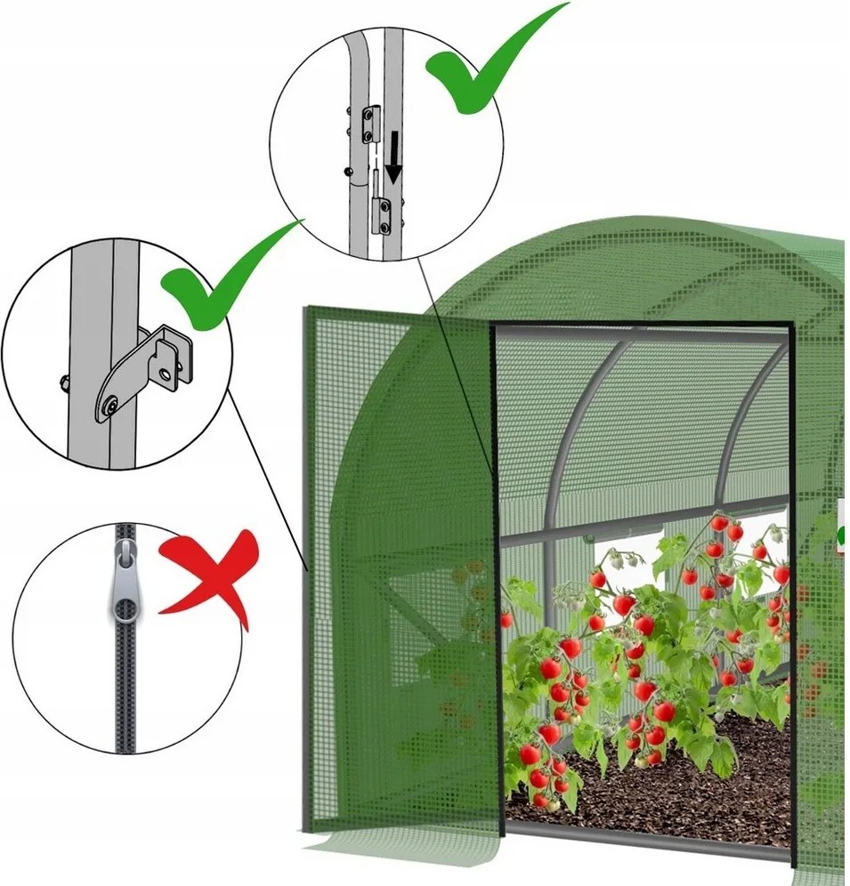 Záhradný fóliovník s pevnými dverami, 400 x 250 x 200 cm