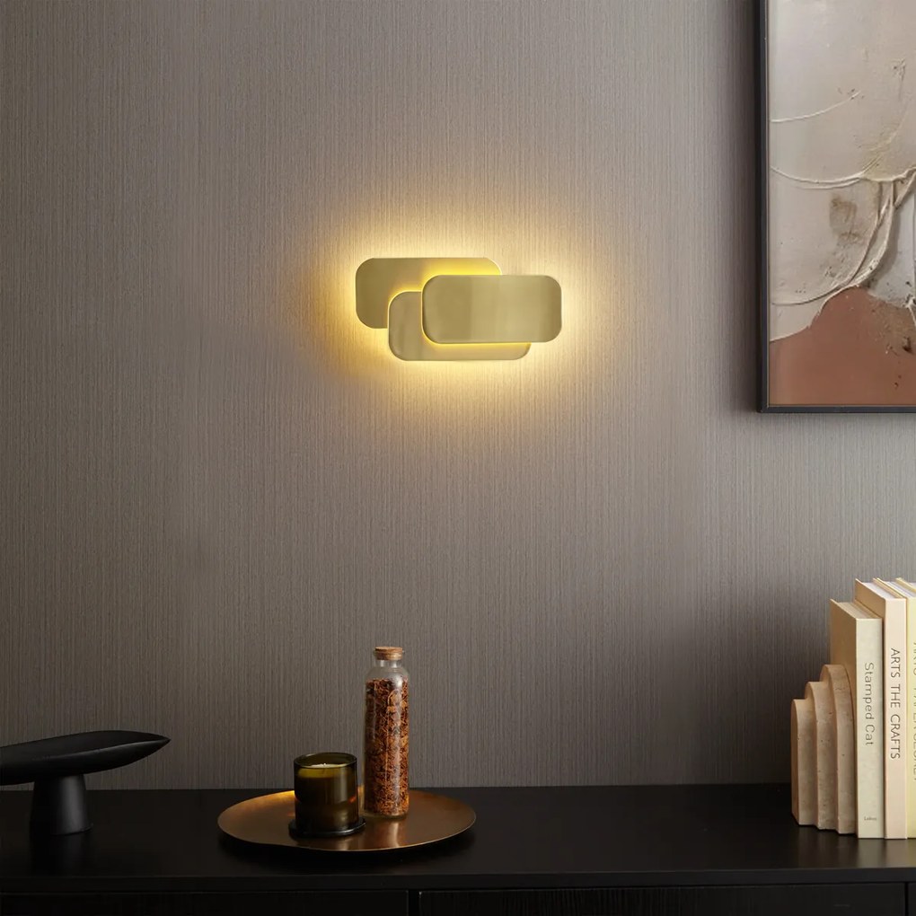 Moderná nástenná lampa mosadzná vrátane LED 3-stupňovo stmievateľná - Dias
