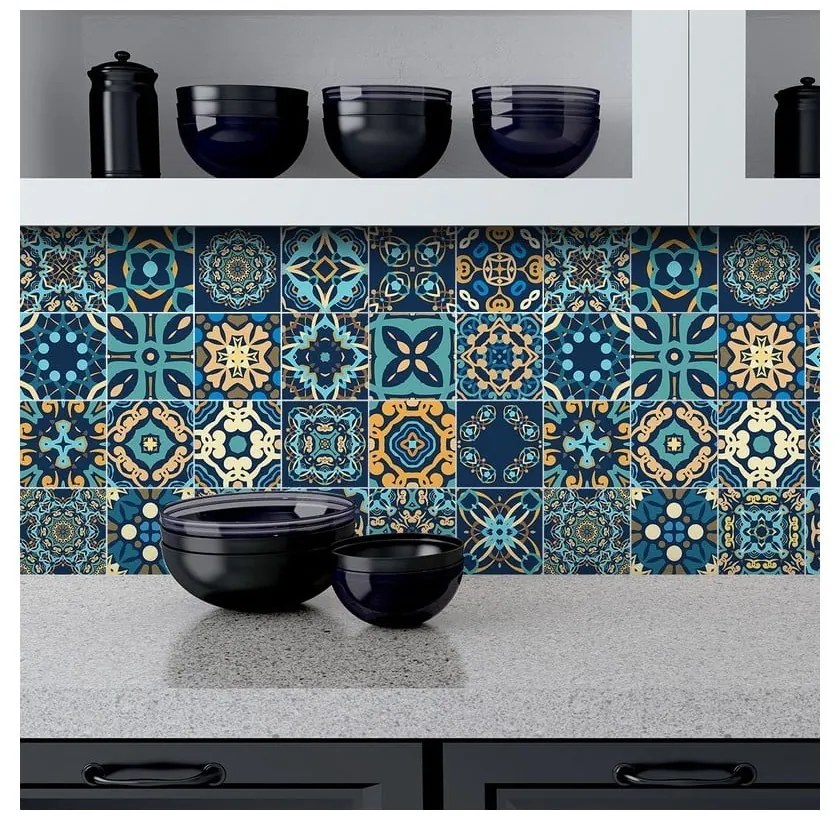 Sada 9 dekoratívnych samolepiek na stenu Ambiance Dizier, 10 × 10 cm