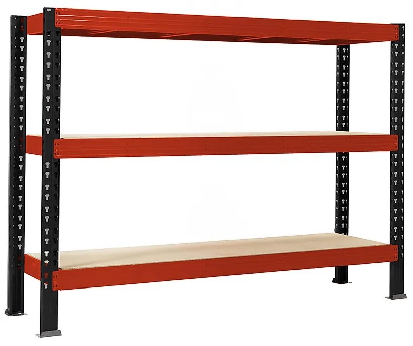 Trestles Nekonečný priemyselný regál 1600x2000x800, 3 police Farba: červená a čierna