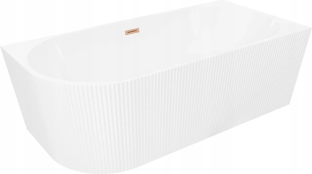 Mexen Silo Rohová Vaňa 170x80, Biela, Medený Preliv, Ryhovaná
