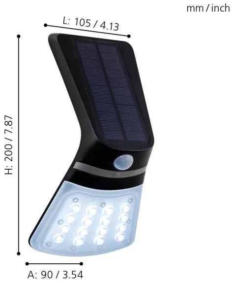 Eglo 98758 - LED solárne svietidlo so senzorom LAMOZZO LED/2W/3,7V 1200 mAh IP44