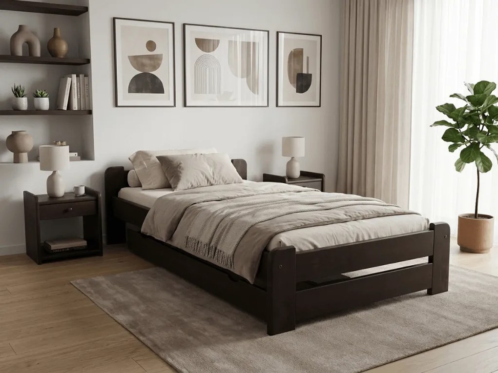 Posteľ Emily 80 x 200 cm, orech Rošt: S lamelovým roštom, Matrac: Matrac COCO MAXI 20 cm