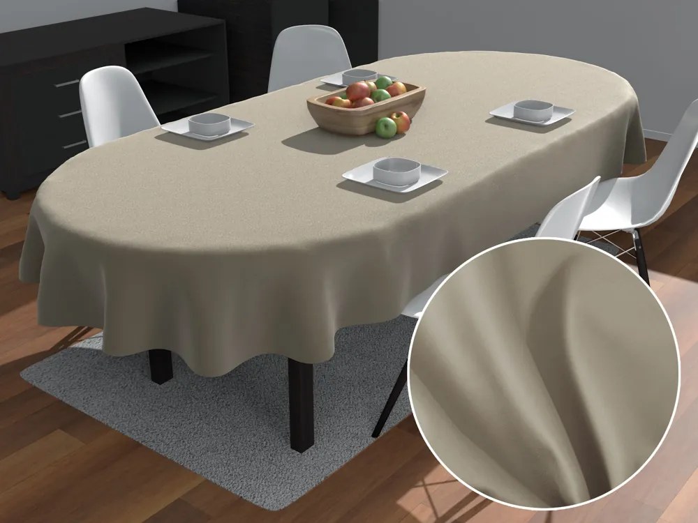 Biante Oválny bavlněný saténový ubrus ST-021 Latte 60x100 cm
