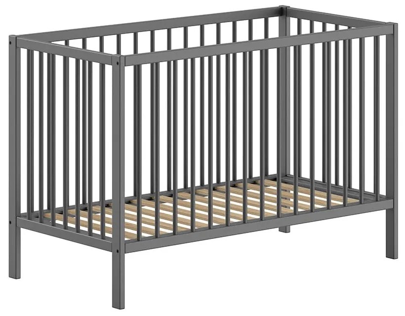 Antracitová postieľka z borovicového dreva 60x120 cm DINO – Vipack