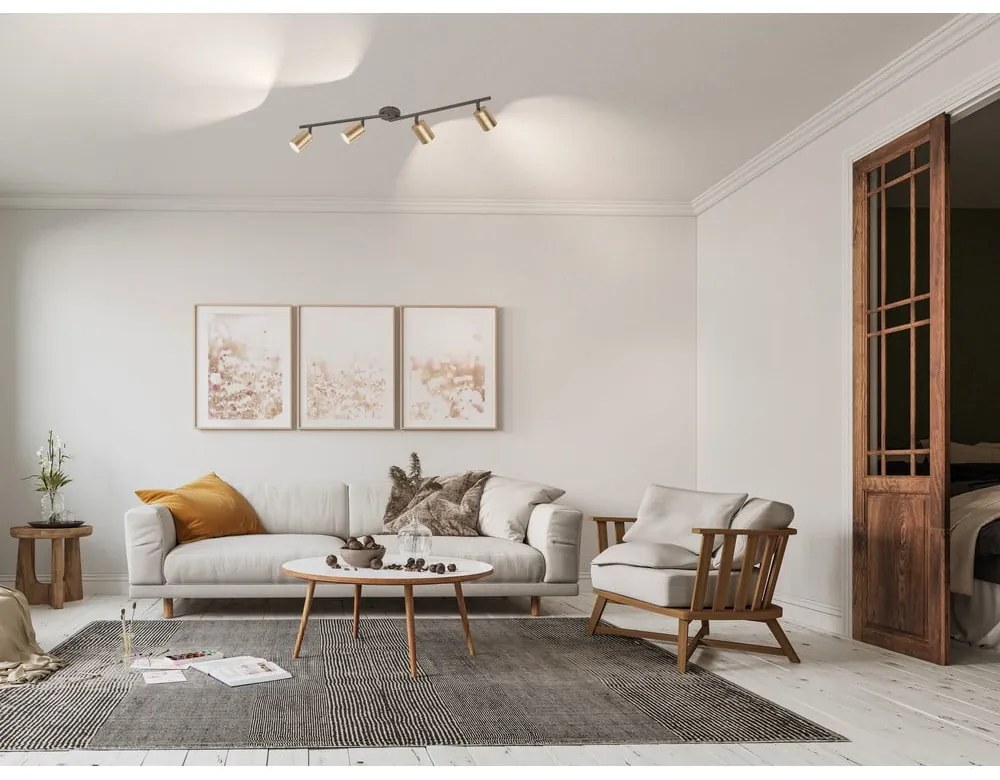 Stropné svietidlo v čiernej a zlatej farbe s kovovým tienidlom ø 8 cm Vano – Fischer & Honsel