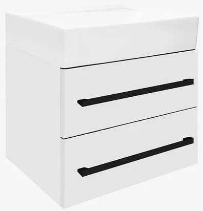 Kúpeľňová skrinka s umývadlom a čiernou úchytkou SAT Cube Way 60x53x46 cm biela lesk CUBE46C602BISATCWL, 1 ks