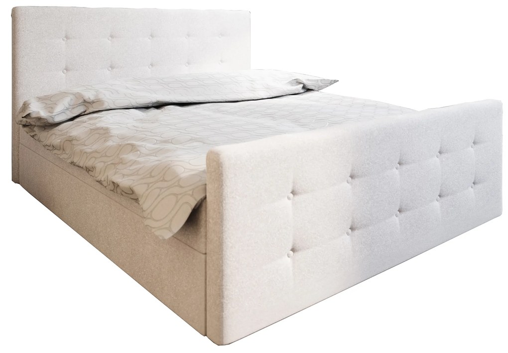 Manželská posteľ  Boxspring 140 cm Milagros 1 (béžová) (s matracom a úložným priestorom). Akcia -19%. Vlastná spoľahlivá doprava až k Vám domov. 1046735