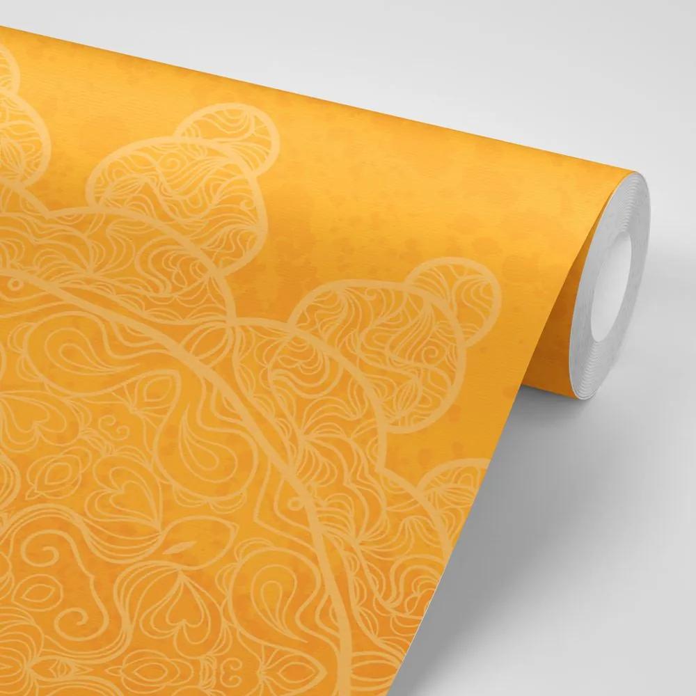 Samolepiaca tapeta oranžová Mandala s abstraktnými prvkami