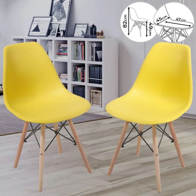 Sada stoličiek s plastovým sedadlom, 2 ks, žlté
