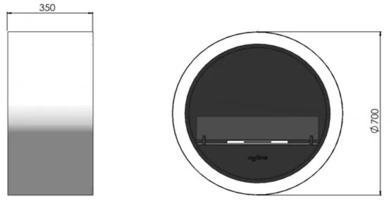 InFire - Závesný BIO krb pr. 70 cm čierna