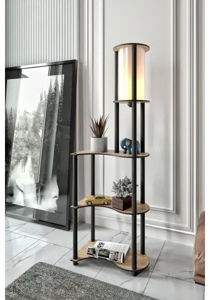 Stojacia lampa s poličkami NOTO 1xE27/40W/230V béžová/čierna