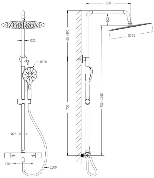 BATH DELUXE 31-120-09-63-00 - Sprchová súprava s termostatickou batériou DRAGOR
