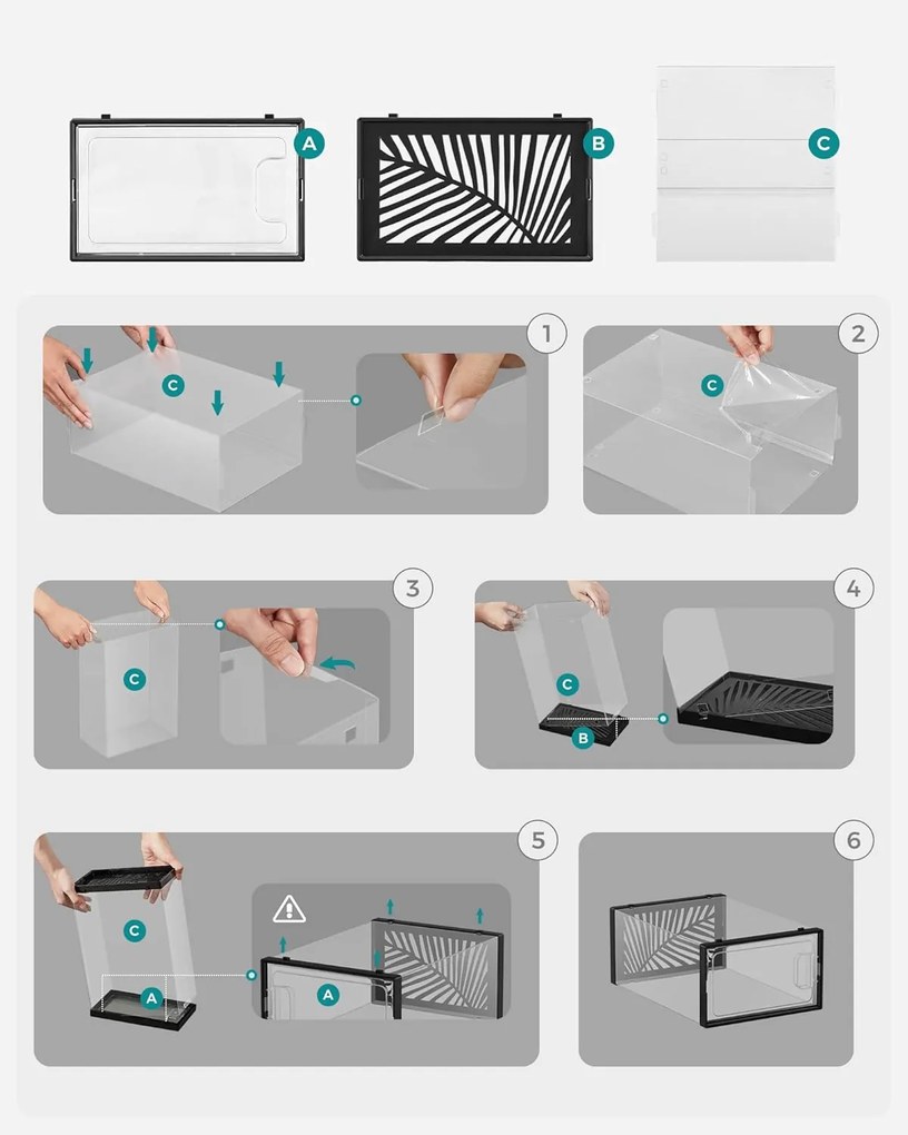 Modulárny botník 18 ks SILESIA číry/čierny